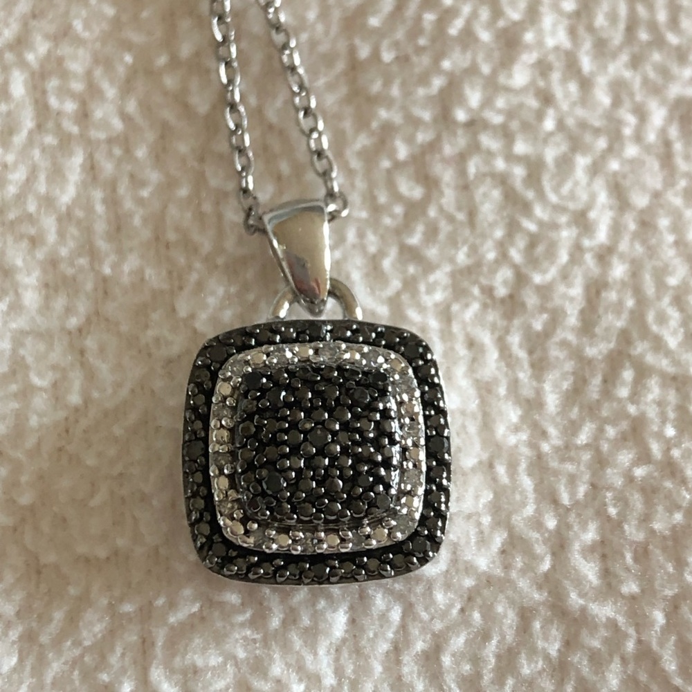 Sterling Silver Black & White Diamond Necklace